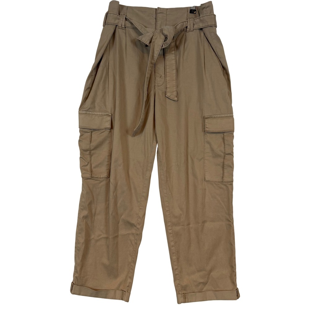 White House Black Market Tan Cargo Pants Extra High Rise Tapered Ankle 12 Belted